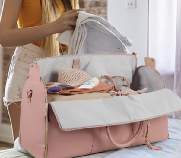 Pink 2 In 1 Convertible Travel Duffel Bag - Image 4